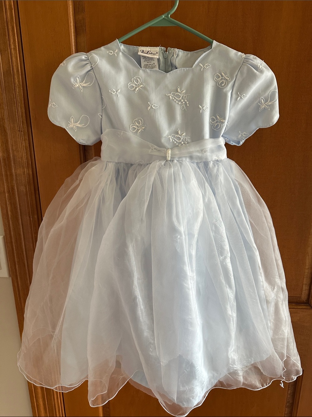 Rose Cottage Petite Flower Light Blue Organza Party Dress Girls Size 6